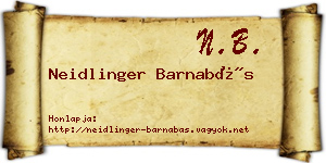 Neidlinger Barnabás névjegykártya